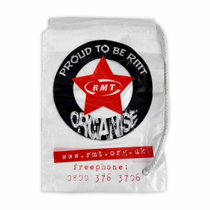 Red Star Plastic Drawstring Bag Small